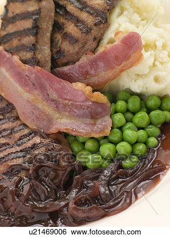 Grilled Calves Liver and Bacon with Mashed Potato and Peas View Large Photo Image Stock Photograph - Grilled Calves Liver and Bacon with Mashed Potato and Peas. Fotosearch