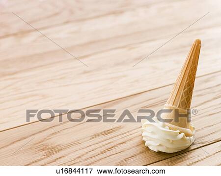 Stock Photo - Ice Cream Cone Dropped On The Floor. Fotosearch