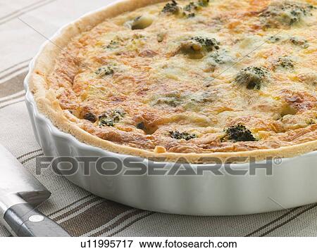 Stock Photo - Broccoli and Roquefort Quiche in a Flan Dish. Fotosearch