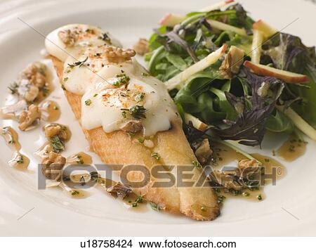 Picture - Cherve en Croute with an Apple Salad and Honey Walnut Dressing. Fotosearch
