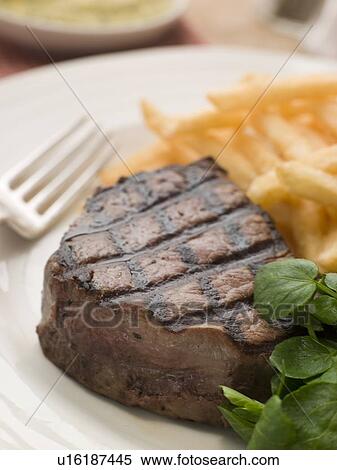 Fillet Steak Frite and Watercress View Large Photo Image Stock Photography - Fillet Steak Frite and Watercress. Fotosearch