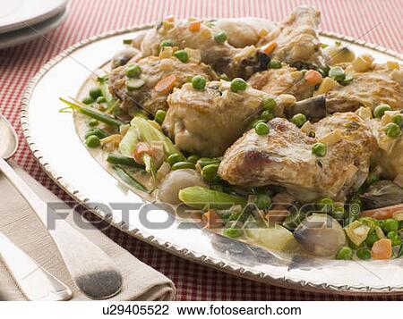 Stock Image - Fricassee of Chicken with Spring Vegetables. Fotosearch