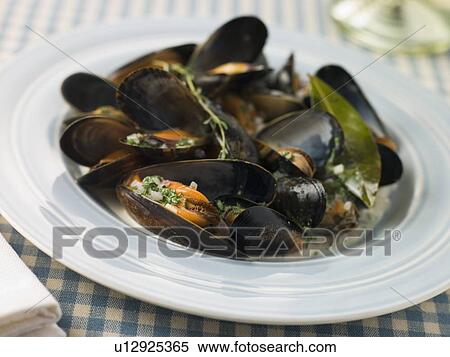 Stock Photography - Plate of Moules Mariniere. Fotosearch