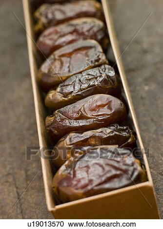 Stock Image - Box of Dried Dates. Fotosearch