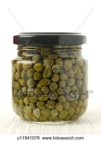Jar of capers View Large Photo Image Stock Photo - Jar of capers. Fotosearch
