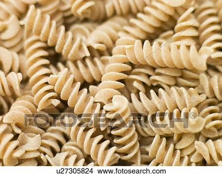 Picture - Pasta, Fusilli, wholewheat. Fotosearch