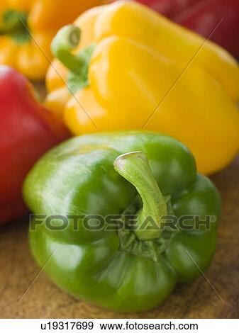 Stock Photo - Different Coloured Peppers. Fotosearch