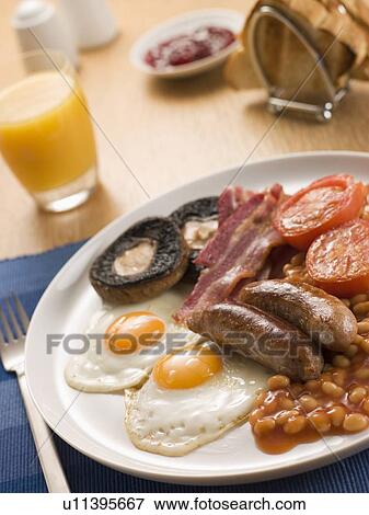 Full English Breakfast with Orange Juice Toast and Jam View Large Photo Image Stock Photo - Full English Breakfast with Orange Juice Toast and Jam. Fotosearch
