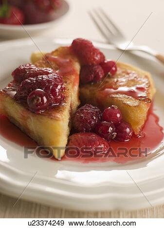 Pain Perdu with Berry Syrup View Large Photo Image Stock Photo - Pain Perdu with Berry Syrup. Fotosearch