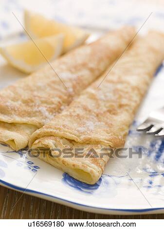 Plate of Folded Pancakes Lemon and Sugar View Large Photo Image Stock Image - Plate of Folded Pancakes Lemon and Sugar. Fotosearch