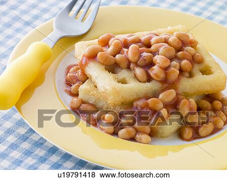 Potato Waffles with Baked Beans View Large Photo Image Stock Photo - Potato Waffles with Baked Beans. Fotosearch