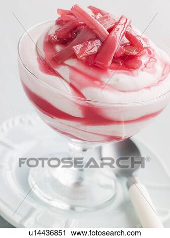 Stock Image - Rhubarb and Ginger Fool. Fotosearch