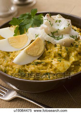 Bowl of Smoked Haddock Kedgeree View Large Photo Image Stock Photography - Bowl of Smoked Haddock Kedgeree. Fotosearch