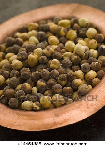 Stock Photography - Dish of Roasted Salted Chickpeas. Fotosearch