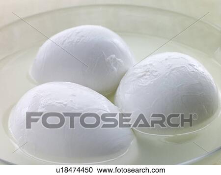 Stock Image - Balls of Buffalo Mozzarella. Fotosearch