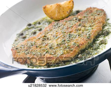 Stock Image - Cotoletta of Veal in a Frying Pan. Fotosearch