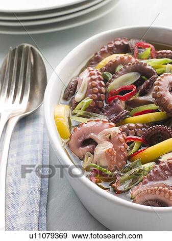 Stock Photo - Marinated Baby Octopus Salad with Chilli. Fotosearch