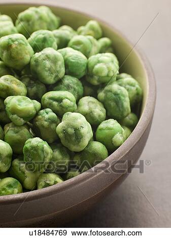 Stock Photo - Bowl of Dried Wasabi Peas. Fotosearch