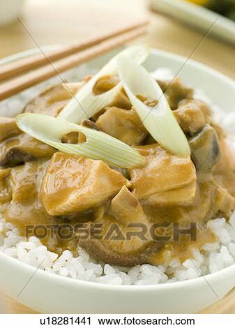 Chicken and Mushroom Curry With Koshihikari Rice View Large Photo Image Stock Image - Chicken and Mushroom Curry With Koshihikari Rice. Fotosearch
