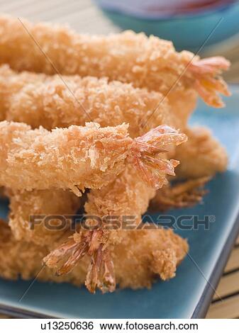 Deep Fried Breaded Japanese Tiger Prawns with Mirin Chili Dip View Large Photo Image Stock Photograph - Deep Fried Breaded Japanese Tiger Prawns with Mirin Chili Dip. Fotosearch