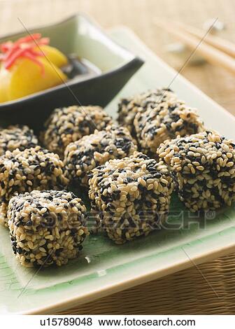 Fried Tofu with Sesame Seeds Daikon Pickled Ginger and Ponzo Sauce View Large Photo Image Stock Photo - Fried Tofu with Sesame Seeds Daikon Pickled Ginger and Ponzo Sauce. Fotosearch