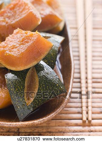 Sweet Soy simmered Pumpkin View Large Photo Image Stock Image - Sweet Soy simmered Pumpkin. Fotosearch