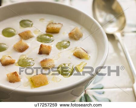 Stock Photo - Ajo Blanco- White Garlic Soup. Fotosearch