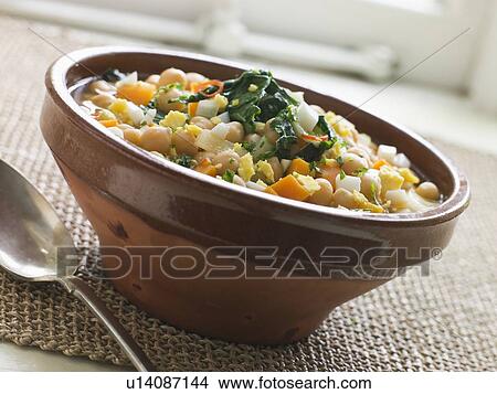 Bowl of Silverbeet and Chickpea Broth View Large Photo Image Picture - Bowl of Silverbeet and Chickpea Broth. Fotosearch