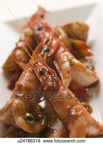 Butterflied Mediterranean Prawns with Chili Chocolate View Large Photo Image Stock Photo - Butterflied Mediterranean Prawns with Chili Chocolate. Fotosearch