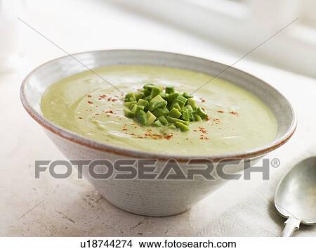 Picture - Chilled Avocado Chilli and Cumin Soup. Fotosearch