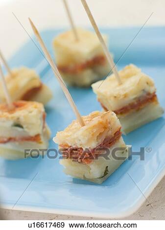 Stock Photo - Chorizo Sausage Tortilla Tapas. Fotosearch