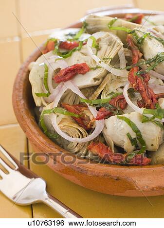 Marinated Baby Artichokes Tomato Vinaigrette View Large Photo Image Stock Photograph - Marinated Baby Artichokes Tomato Vinaigrette. Fotosearch