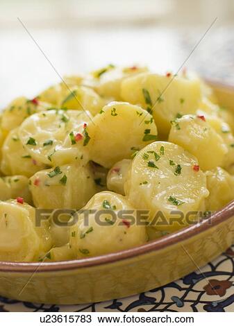 Potato Salad with Chili Coriander and Allioli View Large Photo Image Stock Image - Potato Salad with Chili Coriander and Allioli. Fotosearch