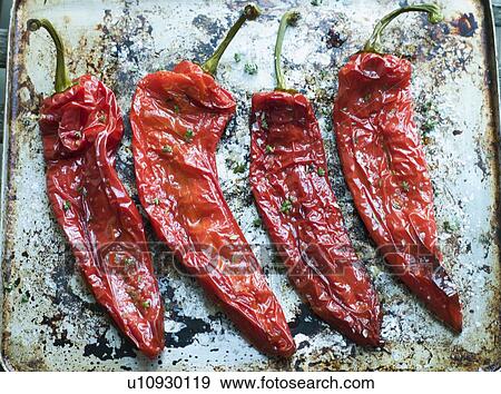 Stock Photo - Roasted Romano Peppers. Fotosearch