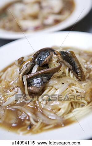 Close-up of eel noodles on the plate View Large Photo Image Stock Photography - Close-up of eel noodles on the plate. Fotosearch