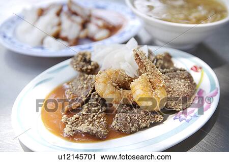 Close-up of fried shrimp and pigs liver View Large Photo Image Stock Image - Close-up of fried shrimp and pigs liver. Fotosearch