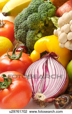 Stock Image - Close-up of different kinds of vegetables with vibrant colors. Fotosearch