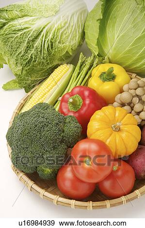 Close-up of different kinds of vegetables in a dustpan View Large Photo Image Stock Photo - Close-up of different kinds of vegetables in a dustpan. Fotosearch