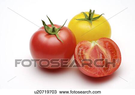 Stock Image - Close-up of three tomatoes. Fotosearch