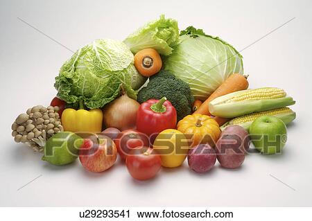 Stock Image - Different kinds of vegetables and fruits. Fotosearch