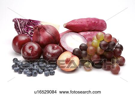 Picture - Close-up of a stack of fresh fruits and vegetables. Fotosearch