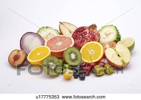 Close-up of different kinds of fruits and vegetables section View Large Photo Image Stock Image - Close-up of different kinds of fruits and vegetables section. Fotosearch