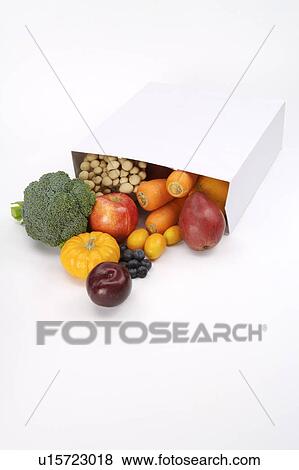 Close-up of fruits and vegetables in a bag View Large Photo Image Stock Photo - Close-up of fruits and vegetables in a bag. Fotosearch