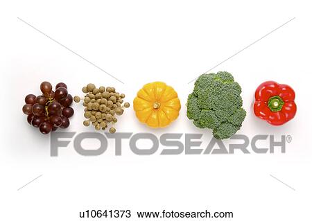 Different fruits and vegetables in a row, close-up View Large Photo Image Stock Image - Different fruits and vegetables in a row, close-up. Fotosearch