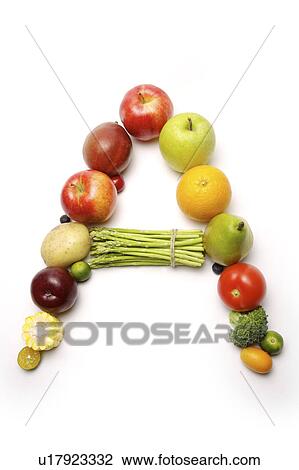 Fruits and vegetables in the shape of letter A, close-up View Large Photo Image Stock Image - Fruits and vegetables in the shape of letter A, close-up. Fotosearch