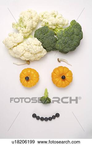 Smiley face made from different fruits and vegetables, close-up View Large Photo Image Stock Photo - Smiley face made from different fruits and vegetables, close-up. Fotosearch