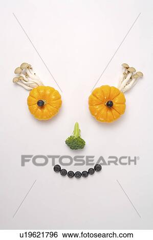 Smiley face made up of different vegetables and fruits, close-up View Large Photo Image Stock Photograph - Smiley face made up of different vegetables and fruits, close-up. Fotosearch