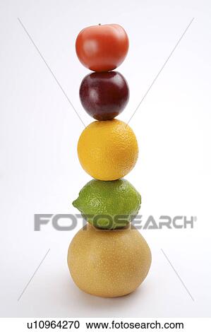 Stack of five fruits, close-up View Large Photo Image Stock Image - Stack of five fruits, close-up. Fotosearch