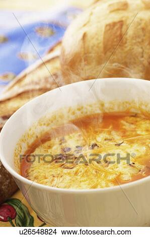 Picture - Soup and bread. Fotosearch