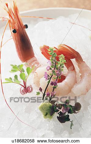 Stock Photo - Shrimp on ice. Fotosearch